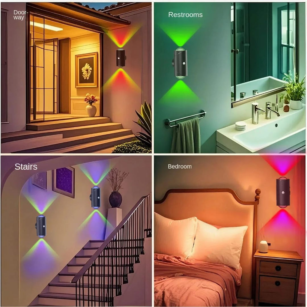 Lampe Murale Sans Fil avec Détecteur de Mouvement RGB Applique Murale Intérieure Lamp Murale Chambre avec Interrupteur Eclairage Detection Automatique Magnetique Lampe pour Escalier Salon Couloir